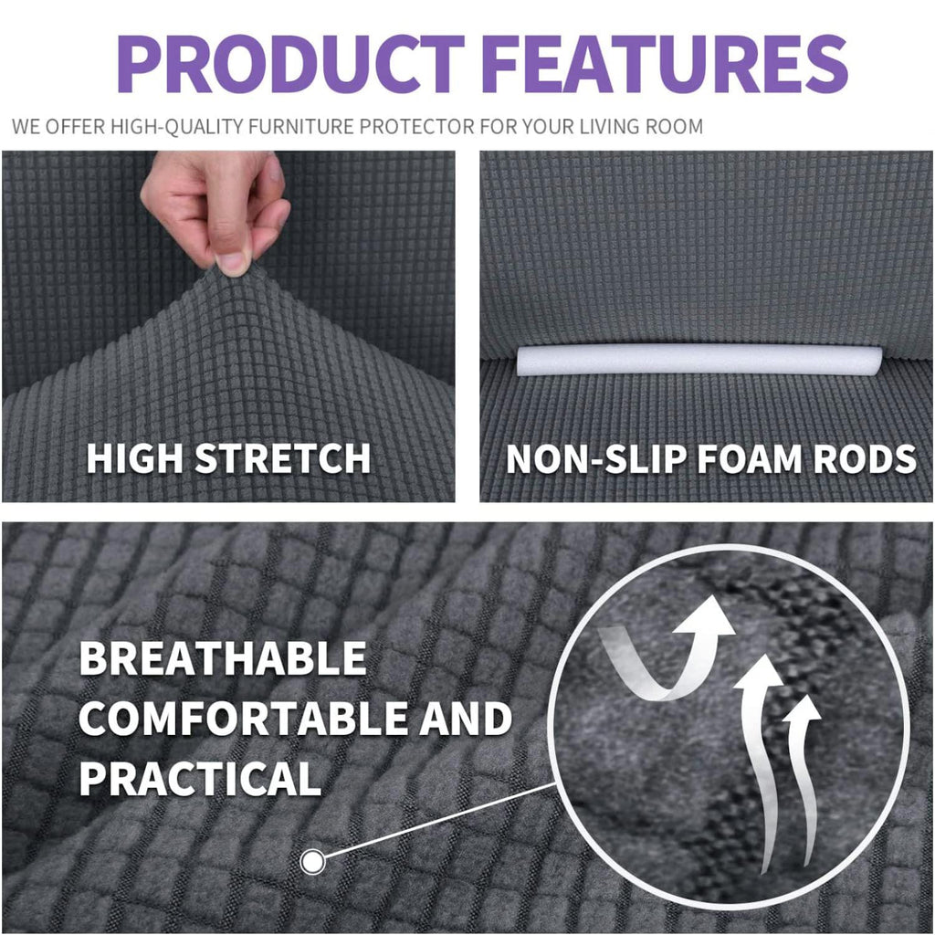 TEISURE Super Stretch Couch Cover (72"-92") Universal Sofa Covers with Elastic Bottom, Dog Cat Pets Friendly Washable Furniture Protector Fitted Sofa Slipcovers Stay in Place (Dark Grey, Sofa)