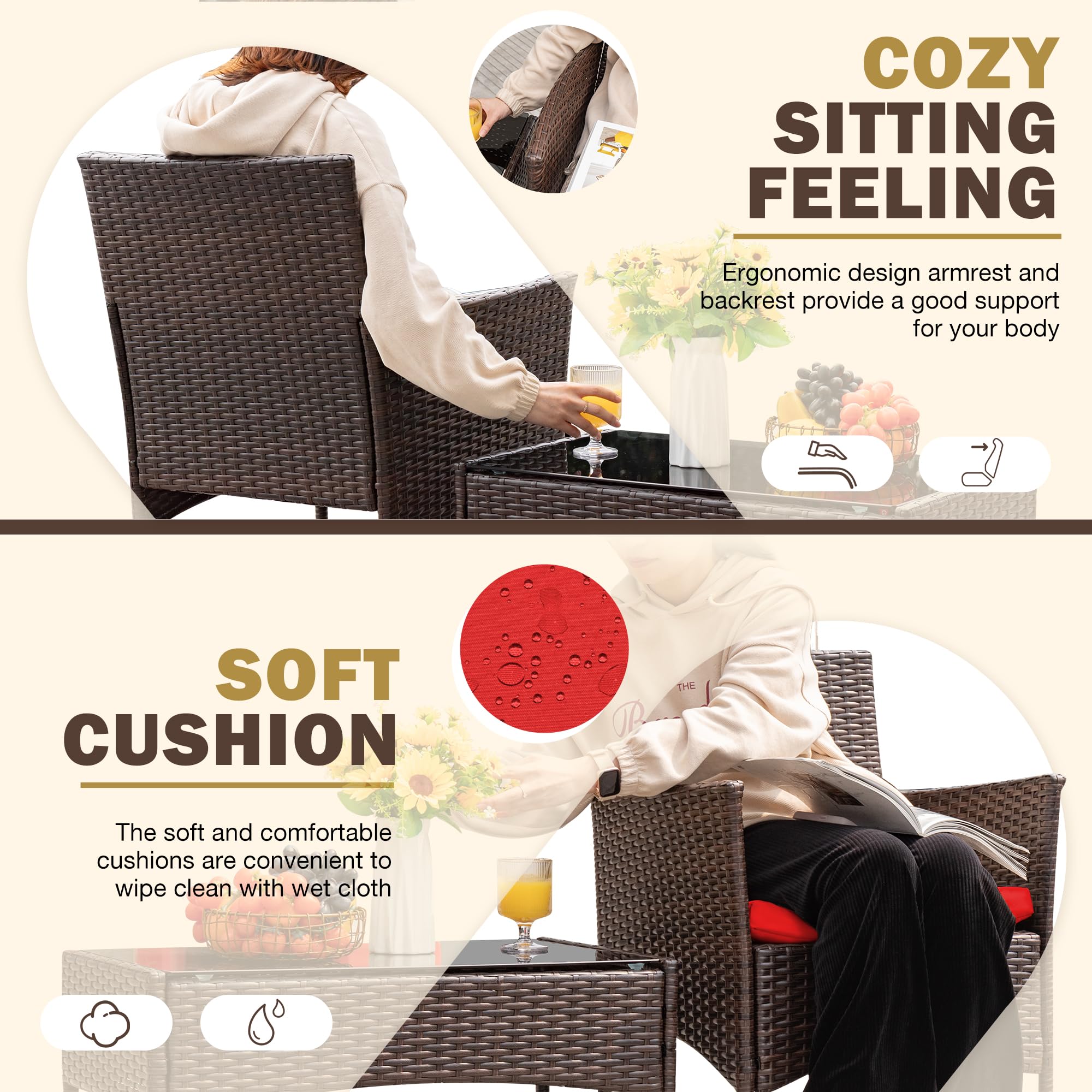 4pcs Patio Conversation Sofa Set