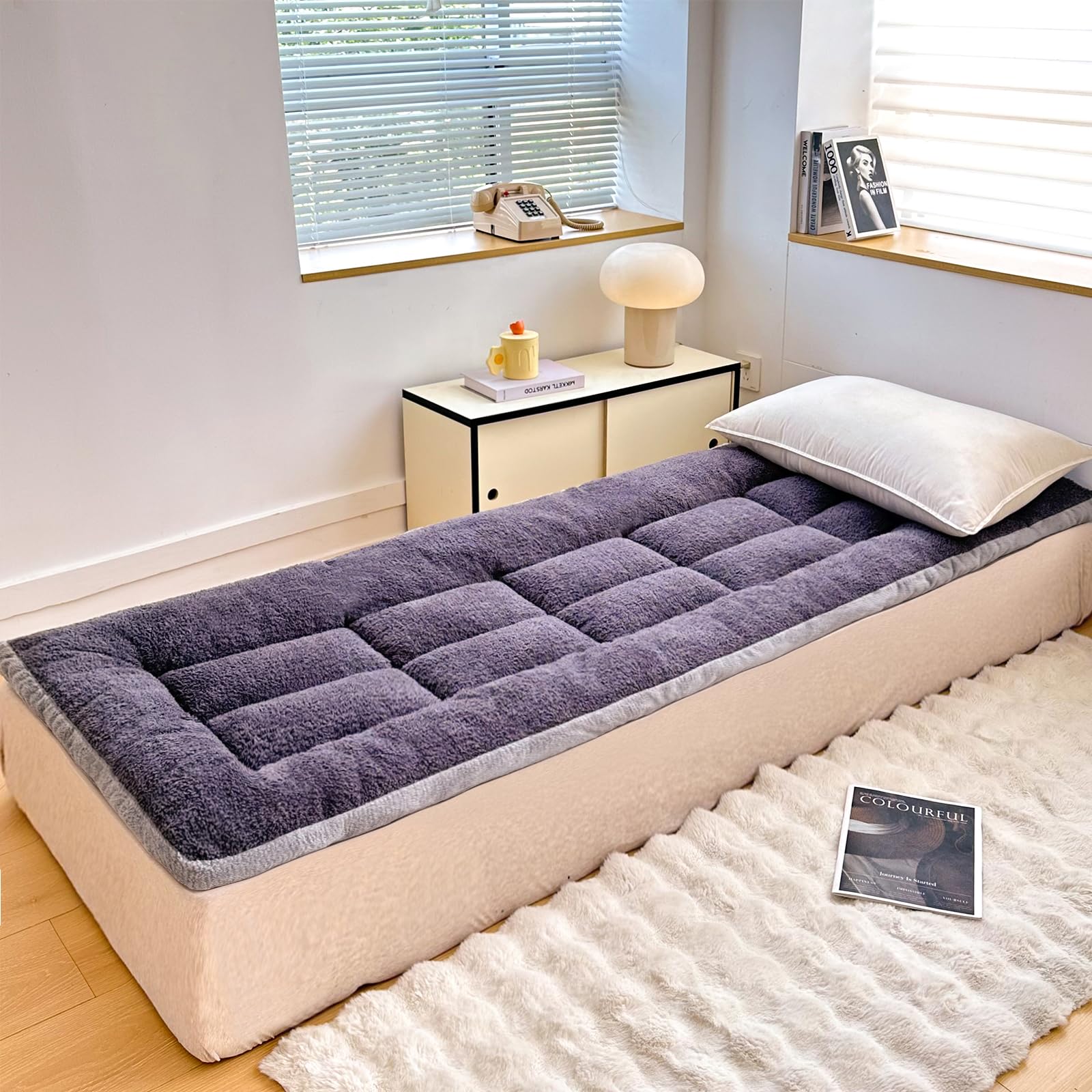 TEISURE Thick Camping Sleeping Pad - Lamb Fluff Camping Cot Pads for Adult, Soft Sleeping Mat, Non-Slip Camping Mattress Pad for Car Tent