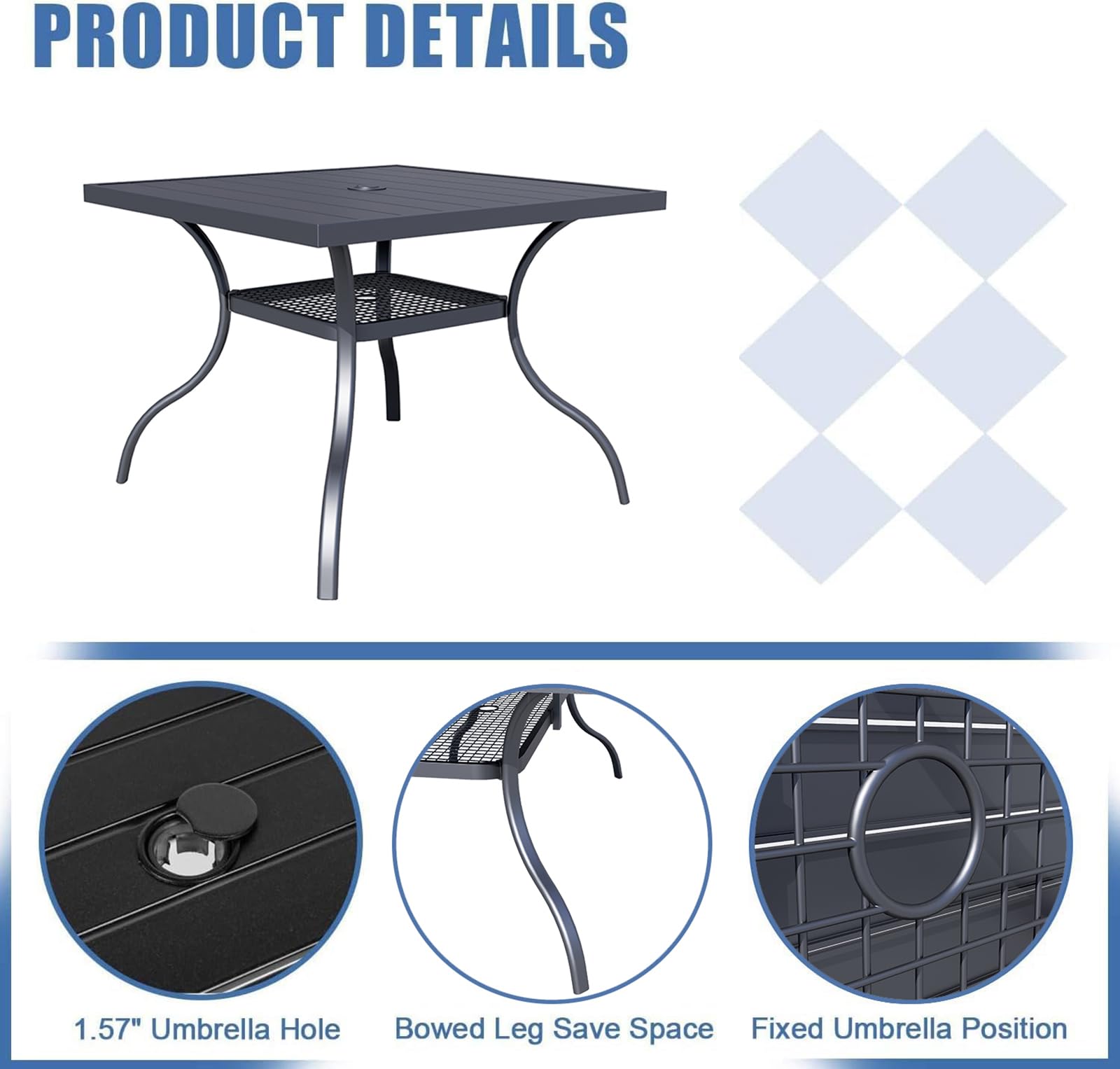 Patio Square Steel Dining Table