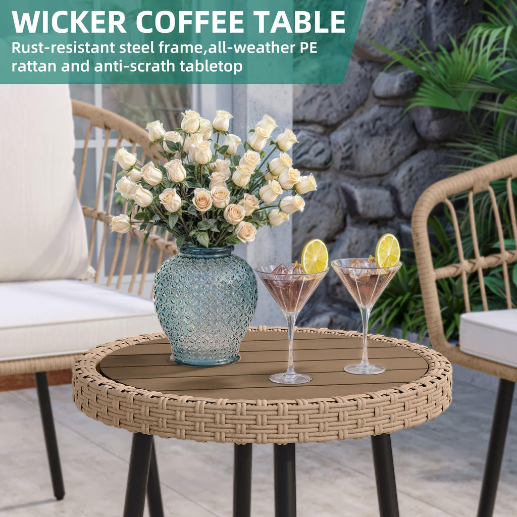 3pcs Patio Wicker Conversation Sets