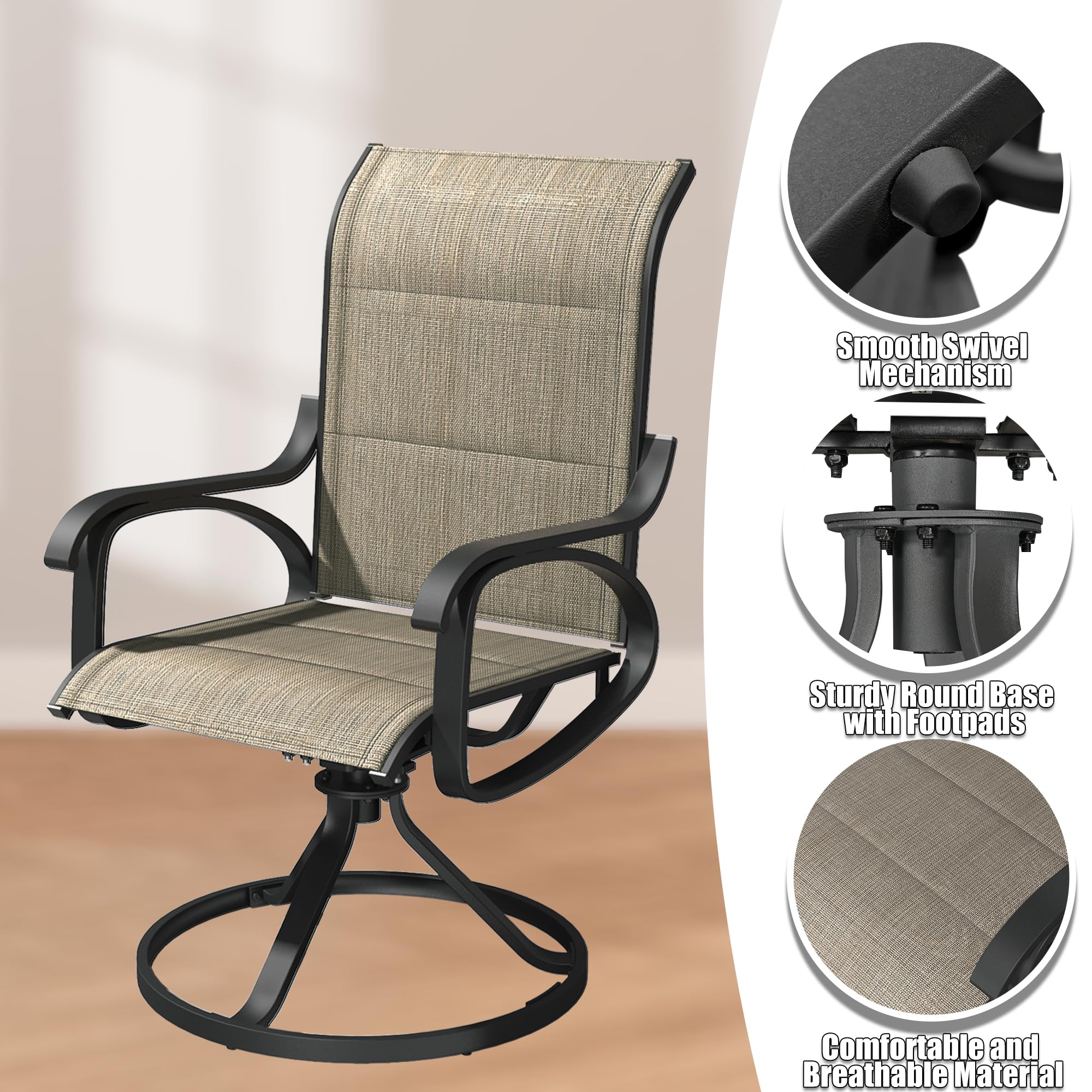 2pk Patio Swivel Padded Sling Chairs