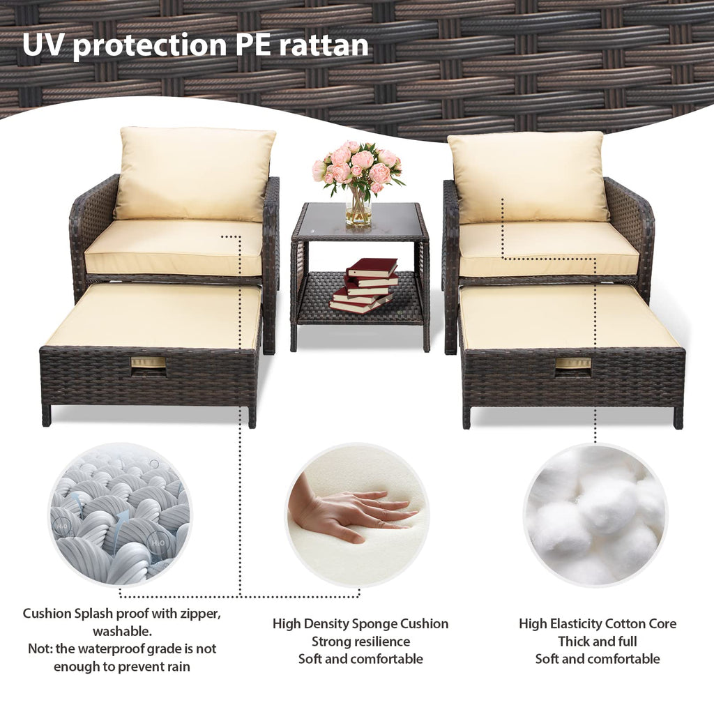 5 Pieces Patio conversation sofa set