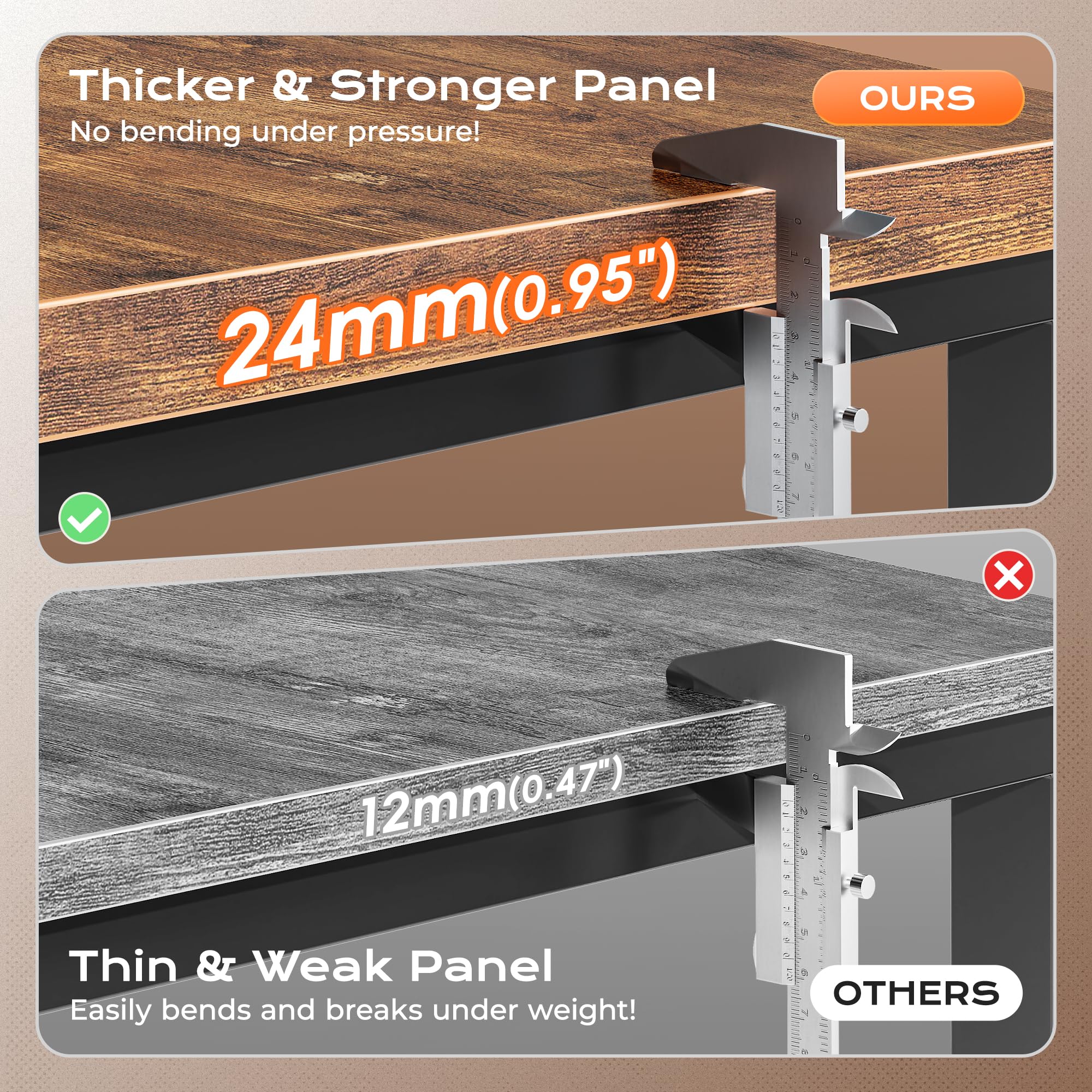 ADRERIC 63 x 24 inch Desk with Power Outlets & USB-C, Deeper & Thicker Desktop