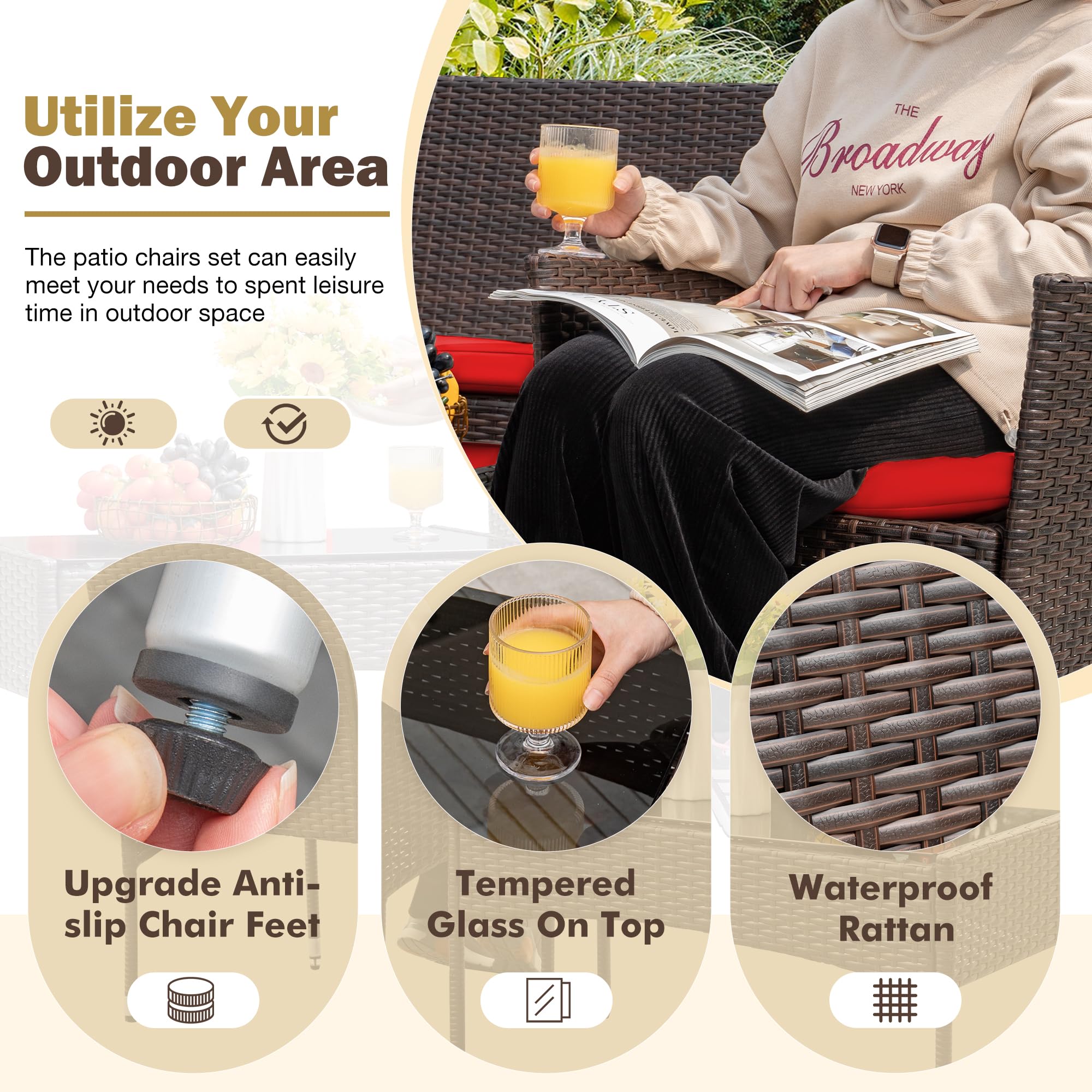 4pcs Patio Conversation Sofa Set