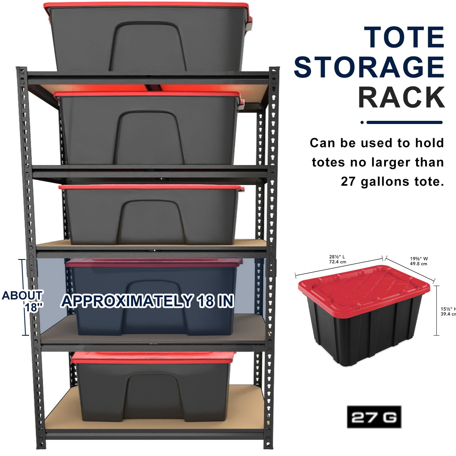 TEISURE Storage Rack,2400 LBS Garage Shelving Units,16" x 35.5'' x 72'' Storage Shelves Heavy Duty