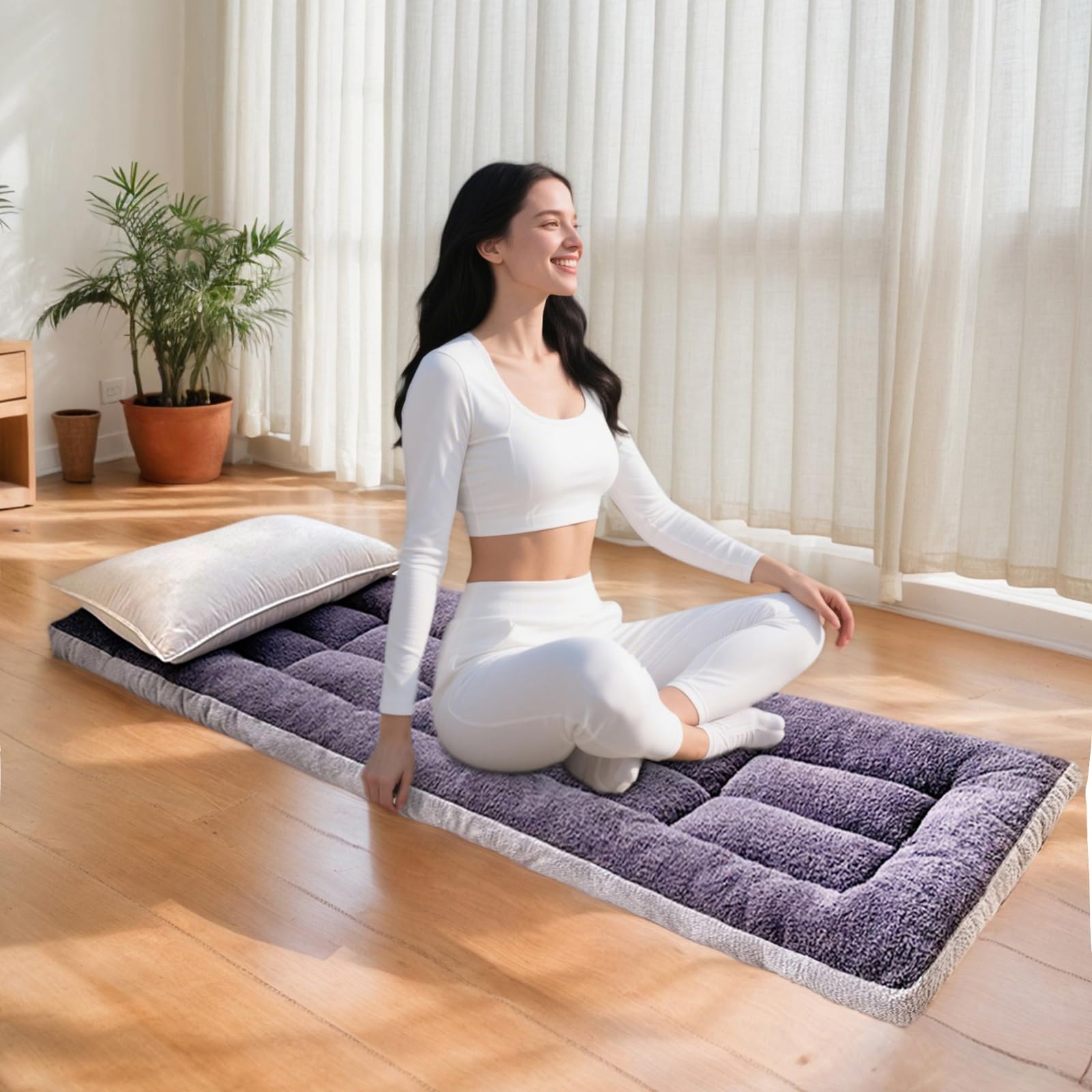 TEISURE Thick Camping Sleeping Pad - Lamb Fluff Camping Cot Pads for Adult, Soft Sleeping Mat, Non-Slip Camping Mattress Pad for Car Tent