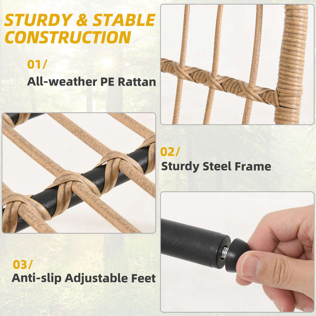 4pcs Patio Wicker Conversation Sets