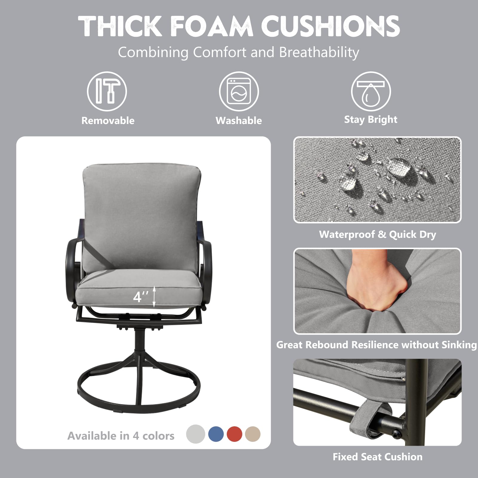 5pcs Patio Swival Dining Set