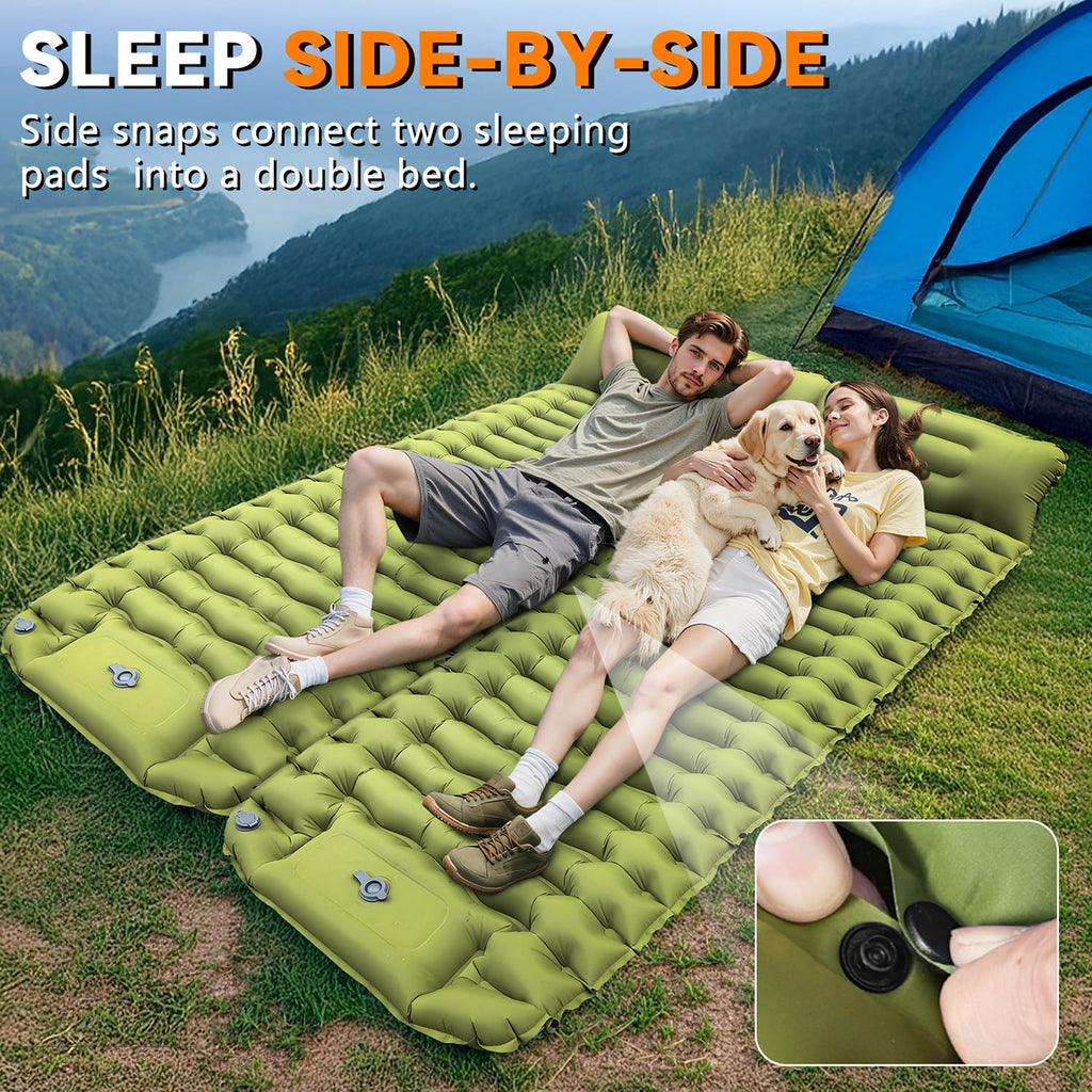 ADRERIC Sleeping Pad, Ultralight Inflatable Sleeping Pad for Camping with Pillow Built-in Foot Pump