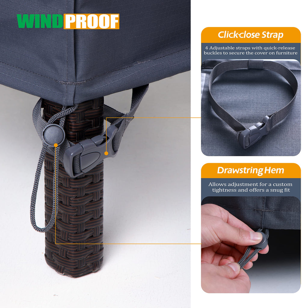 ADRERIC Outdoors Heavy Duty Waterproof Anti-UV Rip-stop Fabric Extra Large Patio Furniture Covers