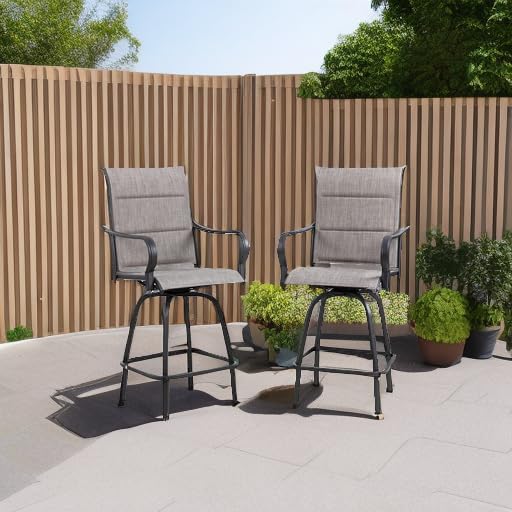 2pcs Patio Padded Bar Swival Chairs