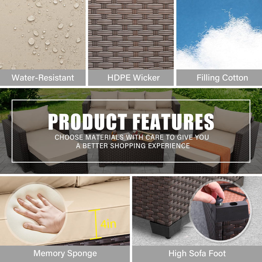 6PCS Patio Conversation Sofa Set