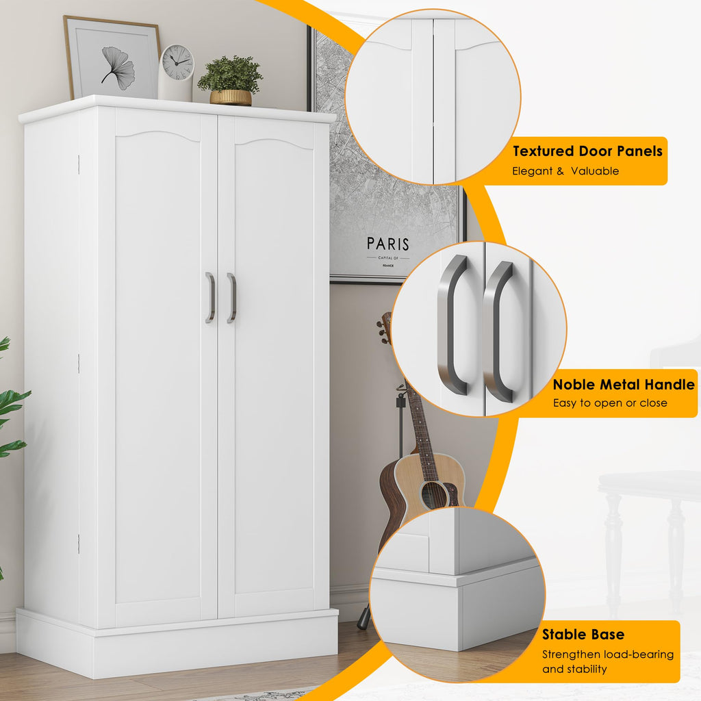 ADRERIC 47” Pantry Cabinet, Kitchen Pantry Storage Cabinet with Doors and Adjustable Shelves