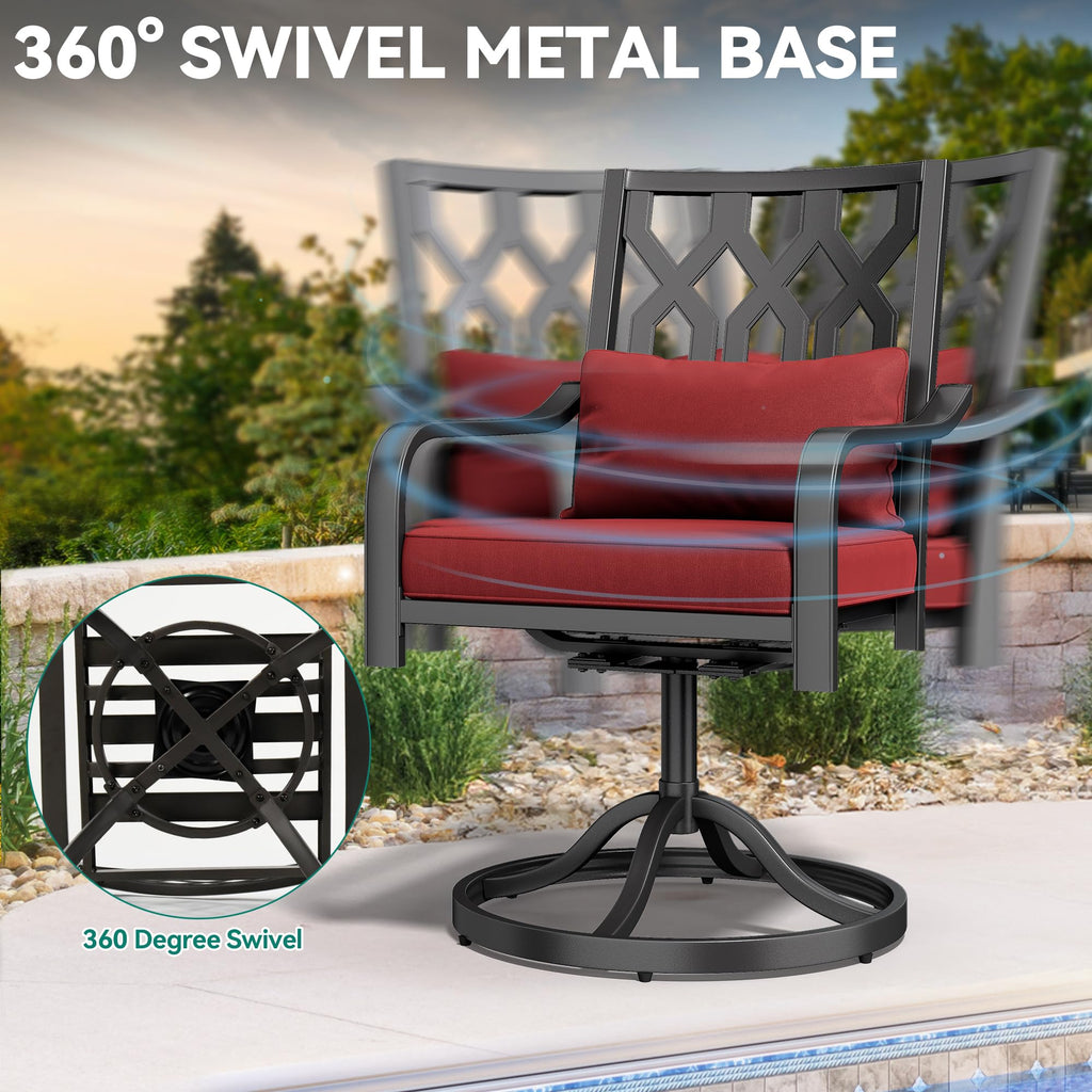 2pk Patio Steel Swivel Chairs