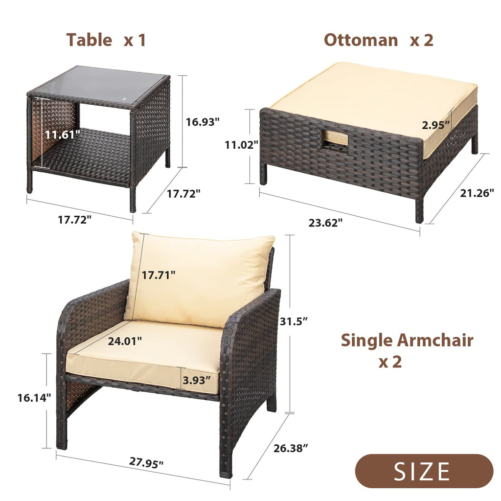 5 Pieces Patio conversation sofa set