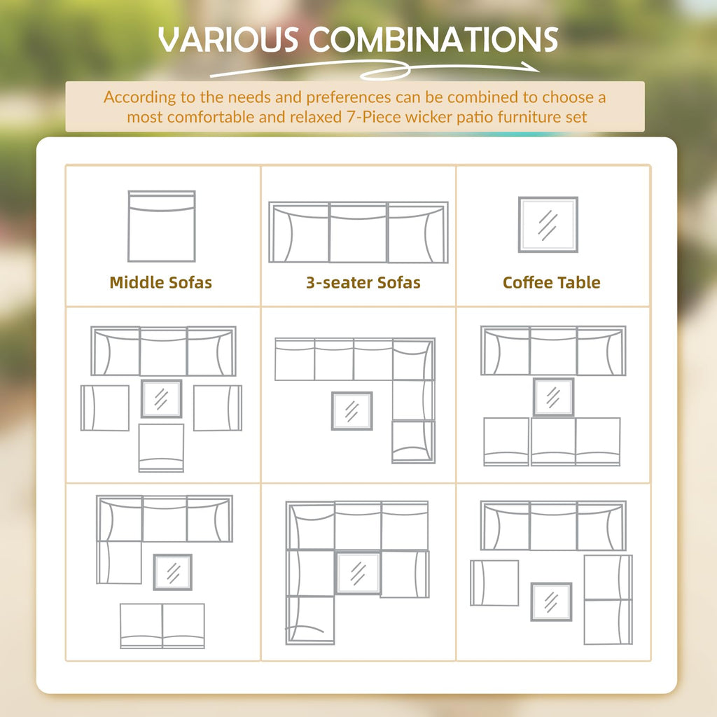 7pcs Patio Conversation Set