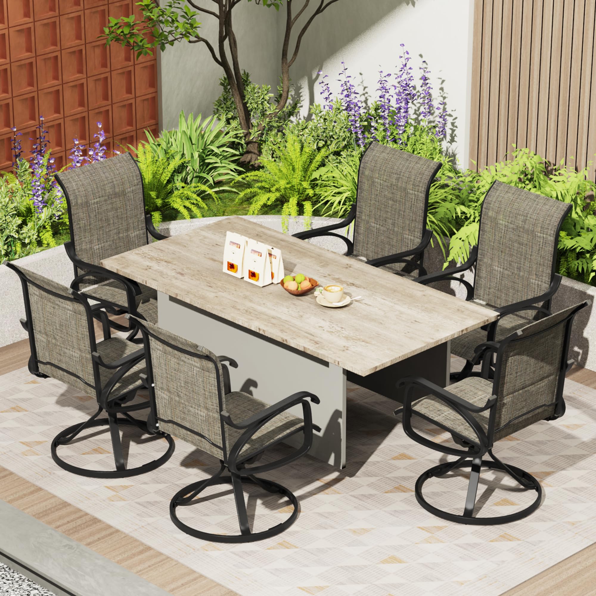 2pk Patio Swivel Padded Sling Chairs