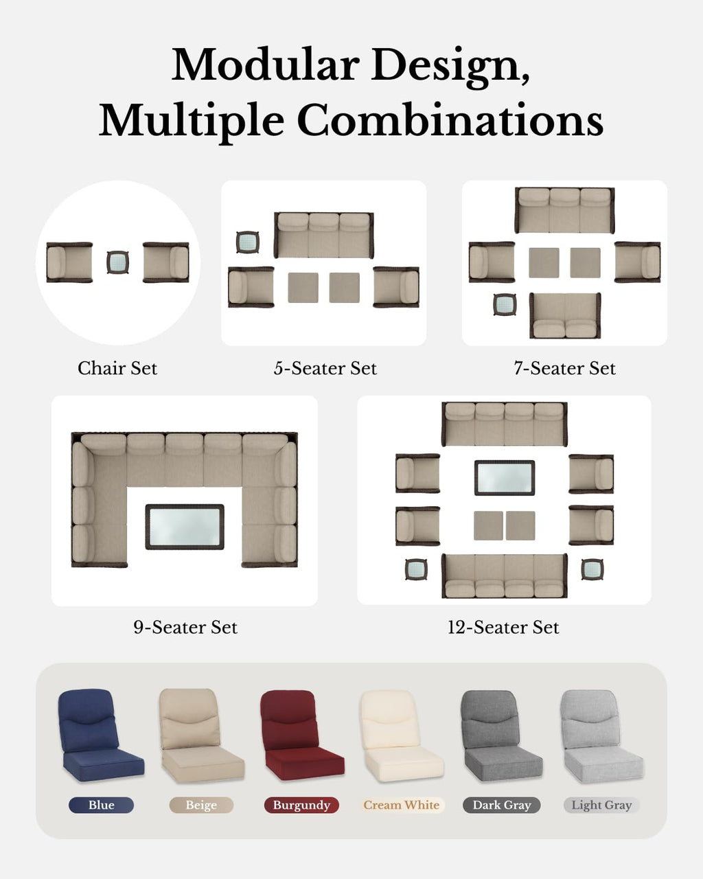 3pcs Patio Conversation Sofa Set