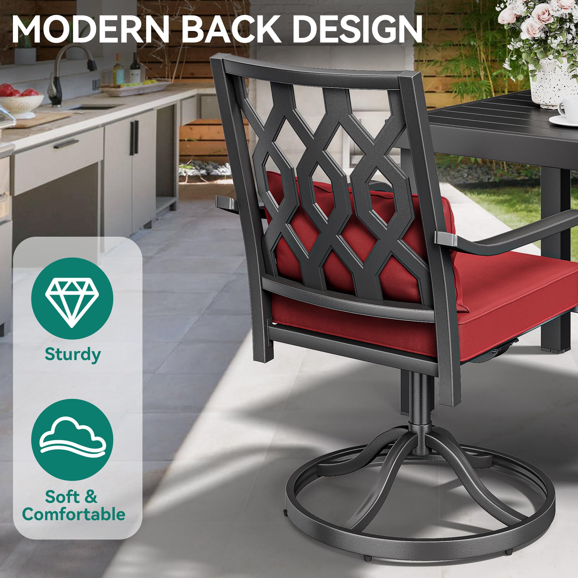 2pk Patio Steel Swivel Chairs