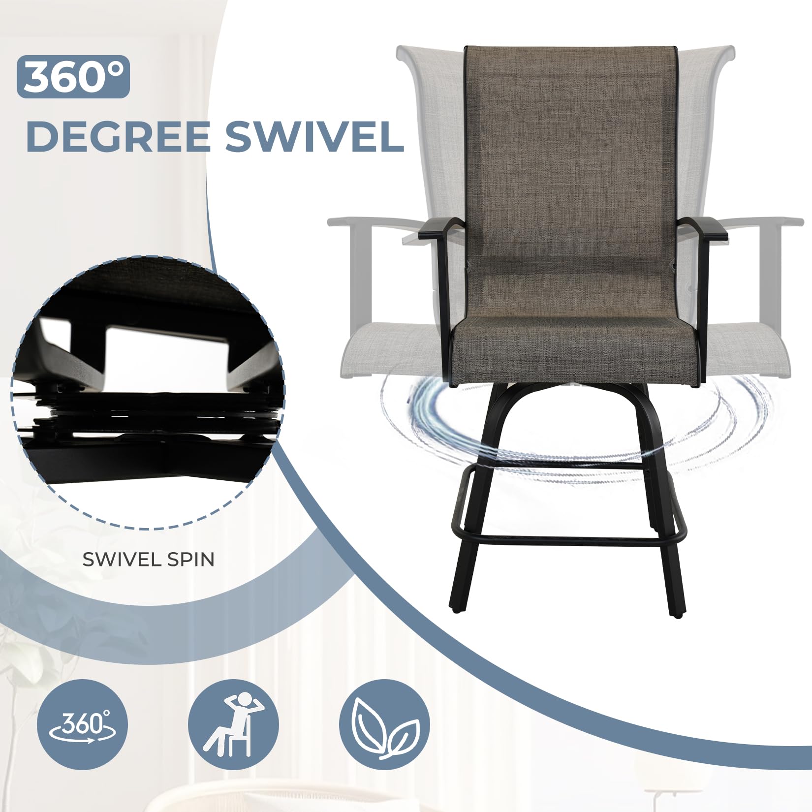 2pcs Patio Bar Swival Chairs